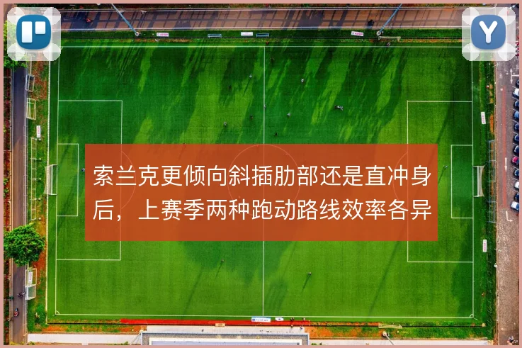 索兰克更倾向斜插肋部还是直冲身后,上赛季两种跑动路线效率各异
